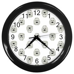 Angry Theater Mask Pattern Wall Clocks (black) by dflcprints