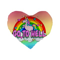 Go To Hell - Unicorn Standard 16  Premium Heart Shape Cushions by Valentinaart