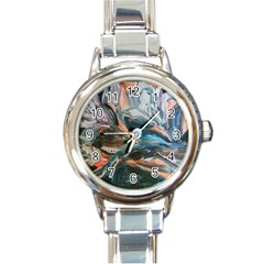 Night Lillies Round Italian Charm Watch by bestdesignintheworld