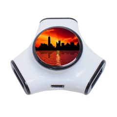 Skyline New York City Sunset Dusk 3-port Usb Hub by Simbadda