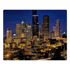 Skyline Downtown Seattle Cityscape Double Sided Flano Blanket (large)  by Simbadda