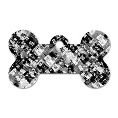 Black And White Patchwork Pattern Dog Tag Bone (one Side) by dflcprints