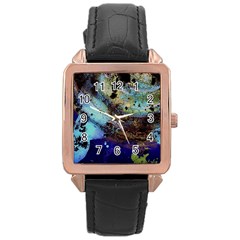 Blue Options 3 Rose Gold Leather Watch 