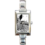 Floral Flourish Decorative Rectangle Italian Charm Watch Front