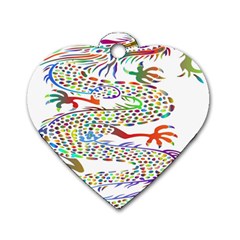 Dragon Asian Mythical Colorful Dog Tag Heart (two Sides) by Simbadda