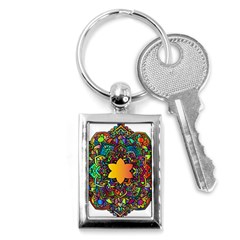 Mandala Floral Flower Abstract Key Chains (rectangle)  by Simbadda