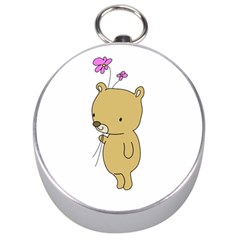 Cute Bear Cartoon Silver Compasses by Simbadda