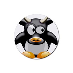 Cow Animal Mammal Cute Tux Rubber Coaster (round)  by Simbadda