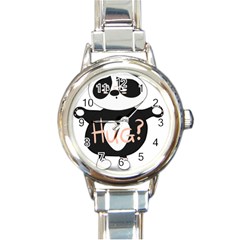 Panda Hug Sorry Cute Cute Bear Round Italian Charm Watch by Simbadda