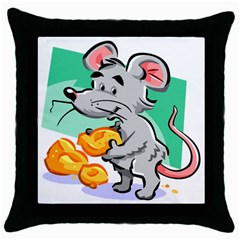 Mouse Cheese Tail Rat Hole Throw Pillow Case (black) by Simbadda