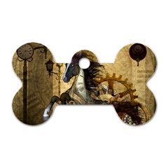 Awesome Steampunk Horse, Clocks And Gears In Golden Colors Dog Tag Bone (two Sides) by FantasyWorld7