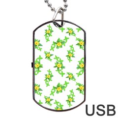 Airy Floral Pattern Dog Tag Usb Flash (one Side) by dflcprints