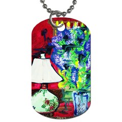 Lilac, Lamp And Curtain Window 2 Dog Tag (one Side) by bestdesignintheworld