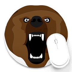 Bear Brown Set Paw Isolated Icon Round Mousepads by Nexatart