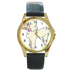 Poodle Dog Breed Cute Adorable Round Gold Metal Watch by Nexatart