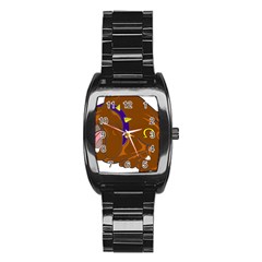 Bulldog Cartoon Angry Dog Stainless Steel Barrel Watch