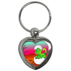 Dinosaur Dino Baby Dino Lizard Key Chains (heart)  by Nexatart