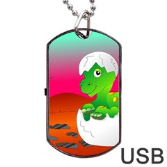 Dinosaur Dino Baby Dino Lizard Dog Tag Usb Flash (one Side)