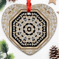 Wood Butterflies And Wood Hearts In Harmony Heart Ornament (two Sides) by pepitasart