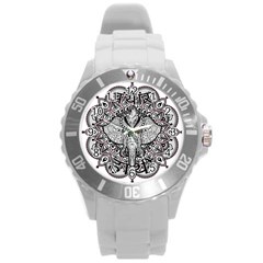 Ornate Hindu Elephant  Round Plastic Sport Watch (l) by Valentinaart