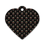 Skulls Motif Pattern Dog Tag Heart (Two Sides) Back