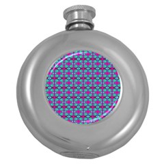 Pink Green Turquoise Swirl Pattern Round Hip Flask (5 Oz) by BrightVibesDesign