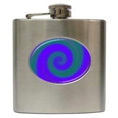 Swirl Green Blue Abstract Hip Flask (6 Oz) by BrightVibesDesign