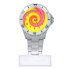 Swirl Yellow Pink Abstract Plastic Nurses Watch by BrightVibesDesign