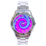 Swirl Pink Turquoise Abstract Stainless Steel Analogue Watch Front