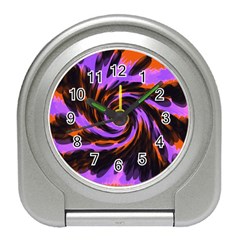 Swirl Black Purple Orange Travel Alarm Clocks by BrightVibesDesign