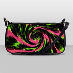 Swirl Black Pink Green Shoulder Clutch Bags by BrightVibesDesign