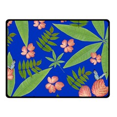 Leaves On Blue Fleece Blanket (small) by LoolyElzayat