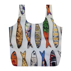 Fish Sardines Motive Pattern Full Print Recycle Bags (l) 