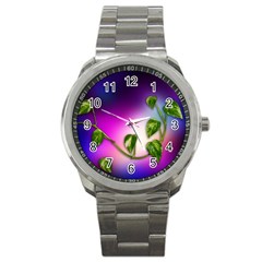 Leaves Green Leaves Background Sport Metal Watch