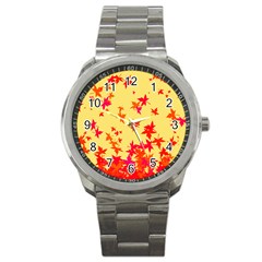 Leaves Autumn Maple Drop Listopad Sport Metal Watch