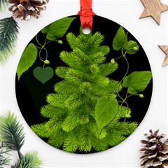 Decoration Green Black Background Round Ornament (two Sides) by Sapixe