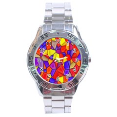 Mosaic Tiles Pattern Texture Stainless Steel Analogue Watch by Sapixe