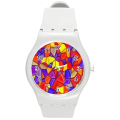 Mosaic Tiles Pattern Texture Round Plastic Sport Watch (m) by Sapixe