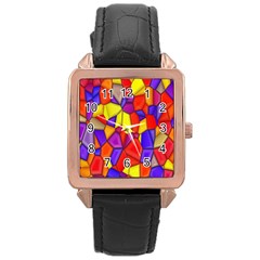 Mosaic Tiles Pattern Texture Rose Gold Leather Watch  by Sapixe