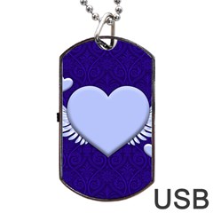 Background Texture Heart Wings Dog Tag Usb Flash (two Sides) by Sapixe