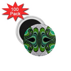 Fractal Art Green Pattern Design 1 75  Magnets (100 Pack) 