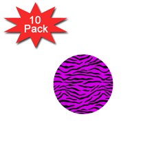 Hot Neon Pink And Black Tiger Stripes 1  Mini Buttons (10 Pack)  by PodArtist