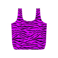 Hot Neon Pink And Black Tiger Stripes Full Print Recycle Bags (s)  by PodArtist