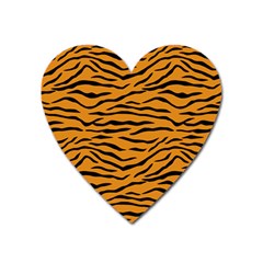 Orange And Black Tiger Stripes Heart Magnet by PodArtist