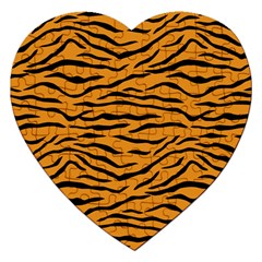 Orange And Black Tiger Stripes Jigsaw Puzzle (heart) by PodArtist