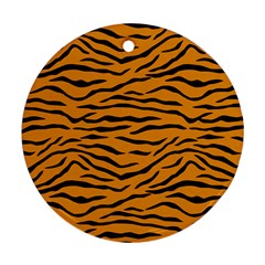 Orange And Black Tiger Stripes Round Ornament (two Sides) by PodArtist