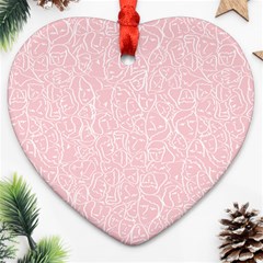 Elios Shirt Faces In White Outlines On Pale Pink Cmbyn Ornament (heart) by PodArtist