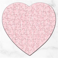 Elios Shirt Faces In White Outlines On Pale Pink Cmbyn Jigsaw Puzzle (heart) by PodArtist