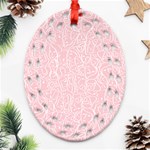 Elios Shirt Faces in White Outlines on Pale Pink CMBYN Ornament (Oval Filigree) Front