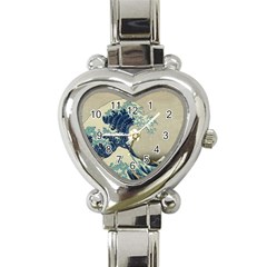 The Classic Japanese Great Wave Off Kanagawa By Hokusai Heart Italian Charm Watch by PodArtist